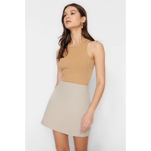 Trendyol Beige Basic A-line Mini Weave Skirt