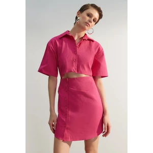 Trendyol Limited Edition Fuchsia Shirt Mini Woven Dress