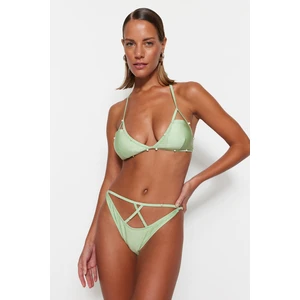 Trendyol Green Cut Out/Windowed High Leg Bikini Bottoms