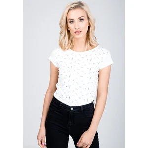 Women's T-shirt with arrow pattern - white,