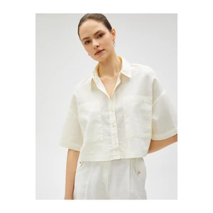 Koton Linen Blend Crop Oversize Shirt