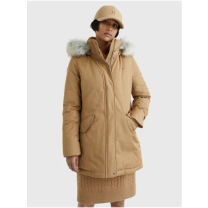 Tommy Hilfiger Beige Women's Winter Jacket with detachable hood and fur Tommy Hilfi - Women