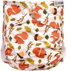 T-TOMI Pant Diaper AIO Changing Set Snaps prateľná nohavičková plienka s vkladacou plienkou na patentky Squirells 4 -15 kg 3 ks