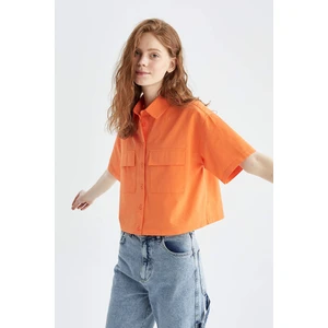 DEFACTO Short Sleeve Double Side Pockets Poplin Shirt