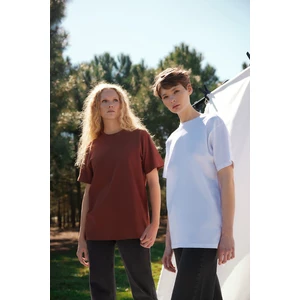 Trendyol White More Sustainable 100% Organic Cotton Boyfriend Crew Neck Knitted T-Shirt