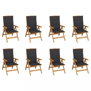Skládací zahradní židle s poduškami 8 ks teak / látka Dekorhome Antracit,Skládací zahradní židle s poduškami 8 ks teak / látka Dekorhome Antracit