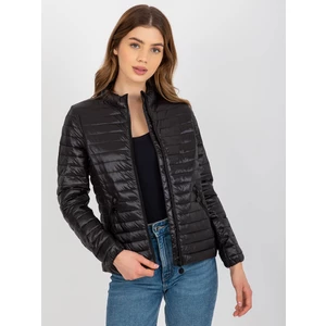 Black transient quilted jacket without hood