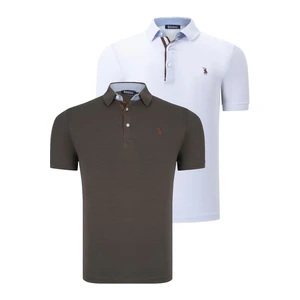 DUAL SET T8582 DEWBERRY MENS T-SHIRT-WHITE-KHAKI