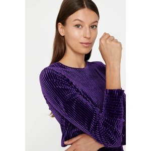 Koton Women's Purple Line Detailed T-Shirt