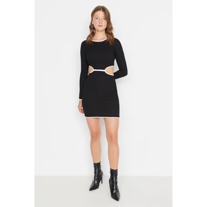 Trendyol Black Waist Cut Out Detailed Knitted Dress