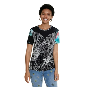 Black Desigual TS Leaves Women's Patterned T-Shirt - Women