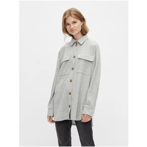 Light Grey Women's Oversize Shirt Jacket Pieces Chilli - Women