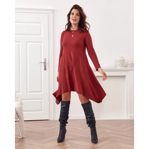 Asymmetrical Plus Size dress with burgundy pockets