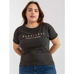 Khaki T-shirt plus sizes with short sleeves