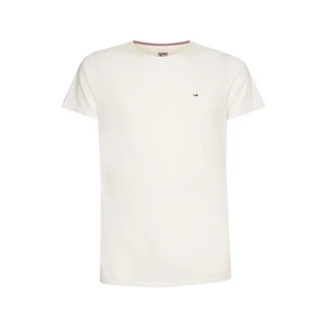 Tričko Tommy Jeans pánske, béžová farba, melanžové
