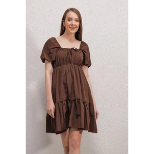 Bigdart 2351 Flared Poplin Dress - Brown
