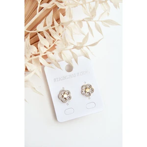 Floral earrings with zircons, gold