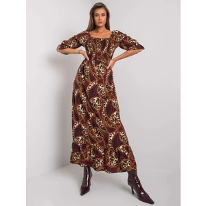 Maroon long dress with patterns