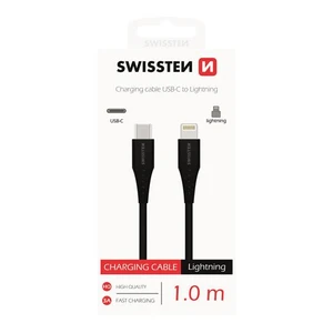 Kábel Swissten USB-C/Lightning, 1m (71506513) čierny TPU kabel USB-C/lightning s délkou 1m je vhodný pro nabíjení smartphonů Apple v nových automobile