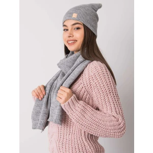 RUE PARIS Gray winter set with hat and scarf