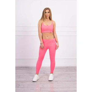 Striped top set with a blouse pink neon