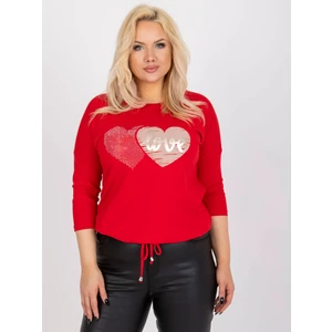 Plus size red blouse with round neckline