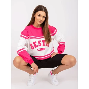 Pink and white cotton sweatshirt without a hood