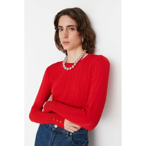 Trendyol Red Button Detailed Knitwear Sweater