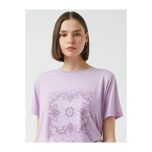 Koton Printed Short Sleeve T-Shirt Crew Neck
