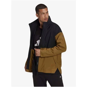 Brown-Black Men's Lightweight Jacket With Hood adidas Performance Urban - Men's