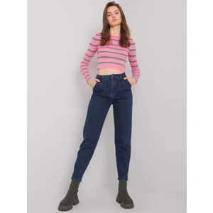 Dark blue mom jeans for women