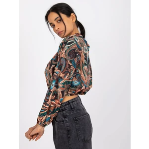 Black blouse with Mia print