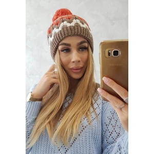 Ladies Cap Laila K283 dark beige+ecru