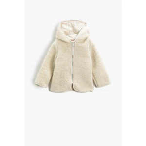 Koton Plush Coat Hooded With Zipper