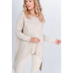 Women's asymmetrical sweater - light beige,