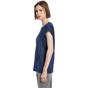 Women's T-shirt with extended shoulder navy blue