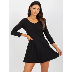 Basic black flowing minidress with pockets