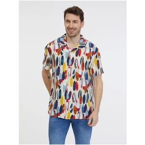 Men's Cream Patterned Shirt Tommy Jeans - Men's