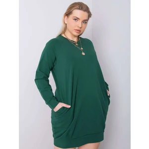 Dark green plus size long sleeve dress