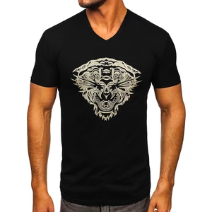 Čierne pánske tričko s aplikáciou zirkónov Bolf 3011