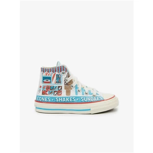 Blue-White Kids Ankle Patterned Sneakers Converse Sweet Scoops - Guys
