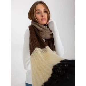 Women's black-brown knitted winter scarf