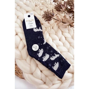 Women's Wool Socks V Polar Bear navy blue
