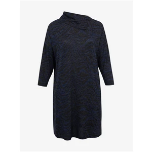 Tmavě modré žíhané svetrové šaty Fransa - Dámské