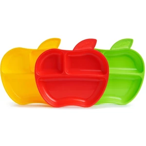 Munchkin Set farebných delených tanierov v tvare jablka 3 ks