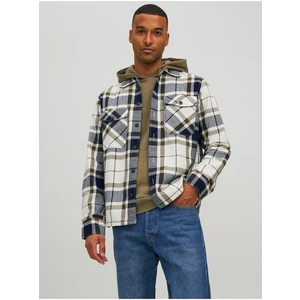 Blue & White Mens Plaid Outer Flannel Shirt Jack & Jones - Men