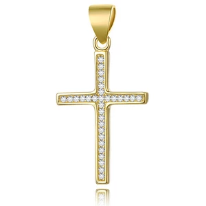 Beneto Pozlacený stříbrný přívěsek Křížek AGH592-GOLD