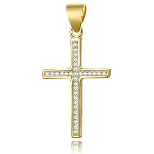 Beneto Pozlátený strieborný prívesok Krížik AGH592-GOLD