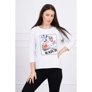 Blouse with graphics 3D Watch white