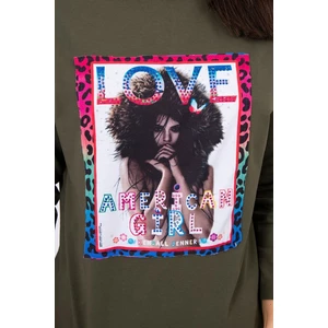 Blouse with graphics American Girl khaki S/M - L/XL